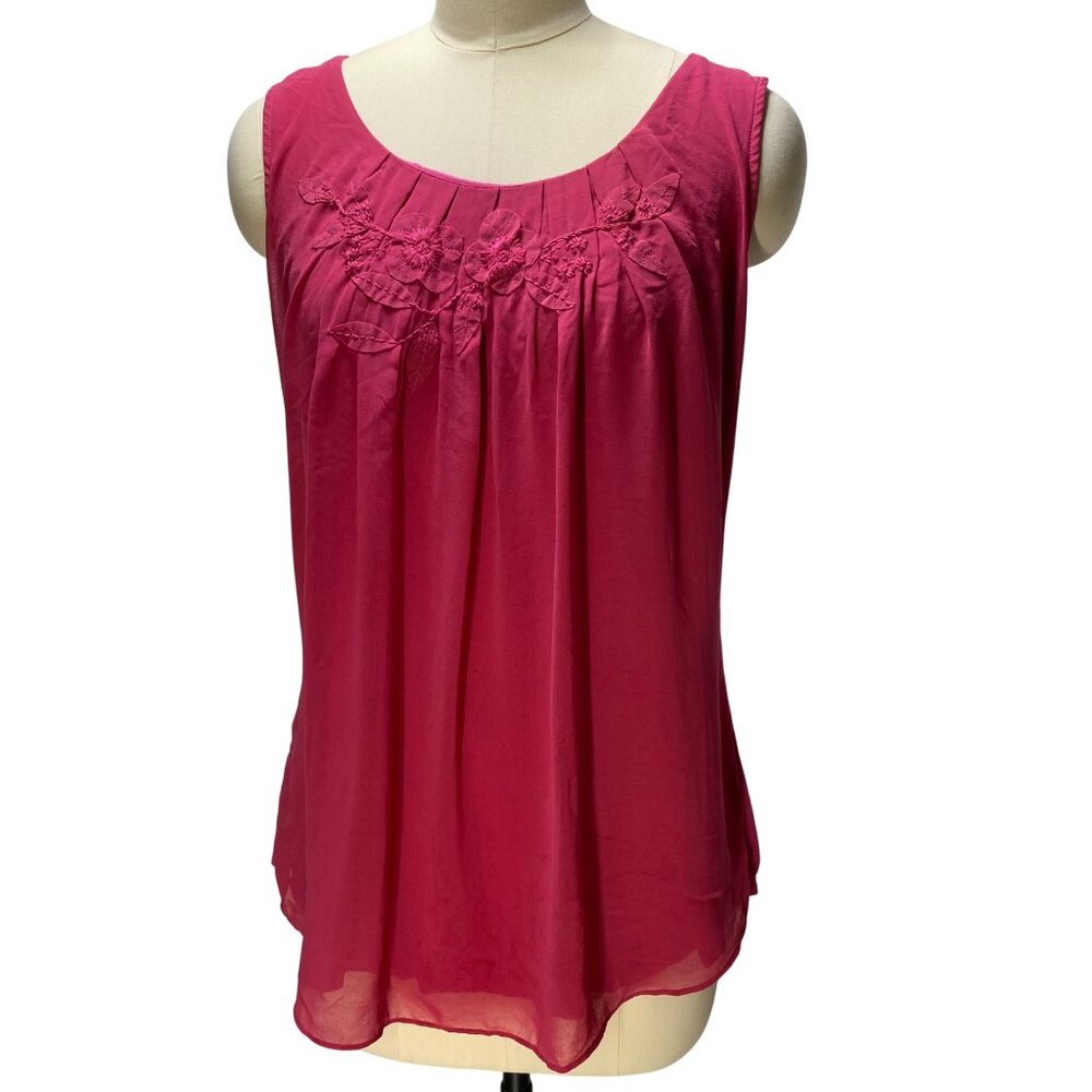 Coldwater Creek Sleeveless‎ Floral Embroidered Top M Picnic Fun Career